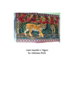 Preview of Aunt Jennifer's Tigers by Adrienne Rich - Activities Unit