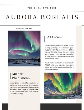 Preview of Aurora Borealis: SAT style article with questions. Great for a sub!