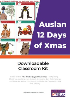 Preview of Auslan 12 Days of Xmas Song Downloadable Classroom Kit