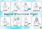 Auslan Classroom Signs - Blue Watercolour