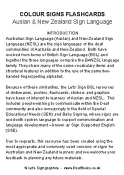 Auslan Colour Signs in Flashcard Format (Australian Sign Language)