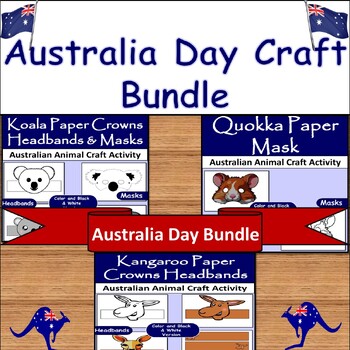 Preview of Aussie Day Crafts Bundle:Koala,Kangaroo & Quokka Headbands & Masks/January 26th