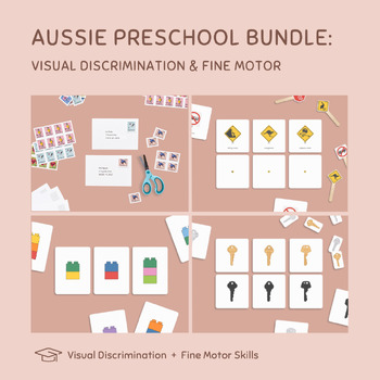 Preview of Aussie Preschool BUNDLE: Visual Discrimination & Fine Motor Practice