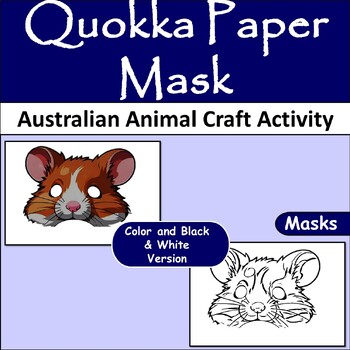 Preview of Aussie Quokka Crafted:Colorful & BW Masks Template for Australia Day Celebration