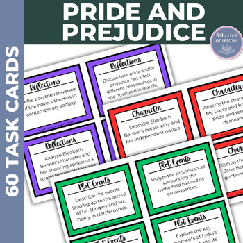 Preview of Austen's Pride and Prejudice 60 Task Cards for High School ELA and AP Lit