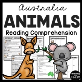 Australia Animals Reading Comprehension Informational Work