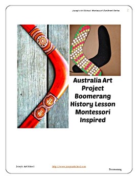 Preview of Australia Boomerang History Art Lesson Montessori Grade Pre-K to 5th Common Core