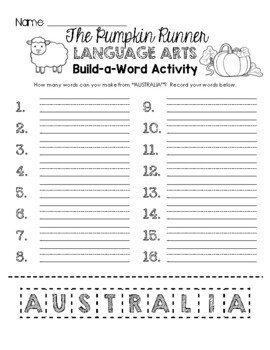 Preview of Australia Build-a-Word Activity - Spelling Worksheet