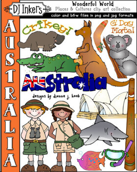 Preview of Australia Clip Art - Wonderful World, Country Study, Travel the Land Down Under