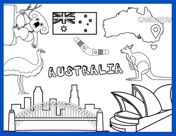 Preview of Australia Coloring Page for Kids
