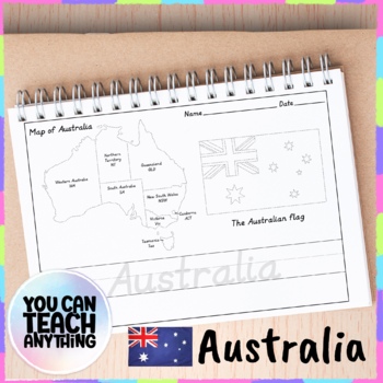 Preview of Colour the Australian Flag and Trace the Continent of Australia