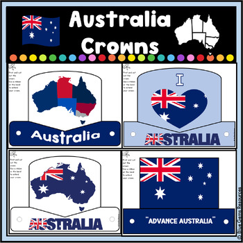 Preview of Australia Crowns/Hats/Headbands Set 2 | Map | Flags | Crowns