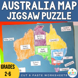 Australia Map - State & Country Jigsaw Puzzle Worksheets -