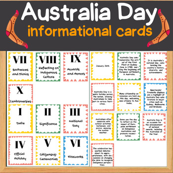 Preview of Australia Day Activities  - 10 informational cards