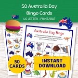 Australia Day Bingo Cards, 50 Printable Cards for Straya D