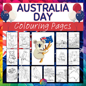Preview of Australian Symbols Coloring and Activity Book - Balloons, Kangaroo, Sydney