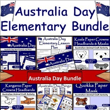 Preview of Australia Day Elementary Bundle:Lesson, Bingo/January 26th Holiday Social Studie