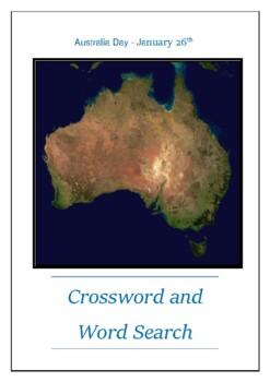 Preview of Australia Day - January 26th Crossword Puzzle Word Search Bell Ringer