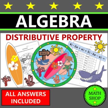 Preview of Australia Day Math Coloring Distributive Property Combining Like Terms Algebra 1