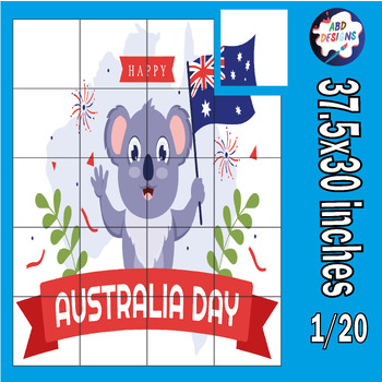 Preview of Australia Day With  Koala Collaborative Poster Coloring and Puzzle