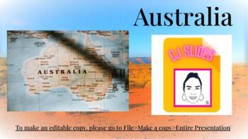 Preview of Australia Facts (Editable) Geography Google Slides