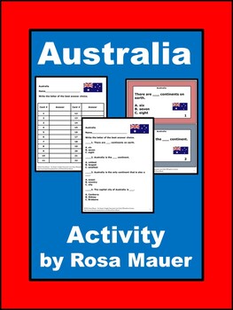 Preview of Australia Fill in the Blank Task Cards & Worksheet with Extra Practice