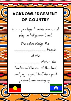 Preview of Australia First Nations Aboriginal Indigenous Acknowledgement of Country Poster