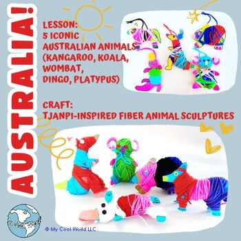 Preview of Aboriginal Australia! 5 Australian Animals Lesson, Tjanpi Yarn Sculptures, K+