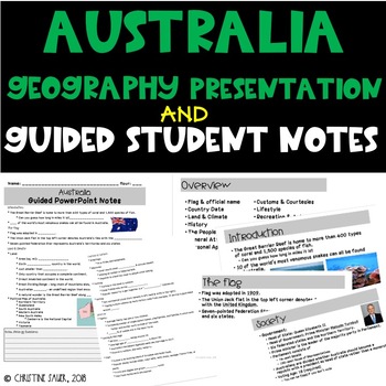Preview of Australia Geography Presentation & Guided Student Notes
