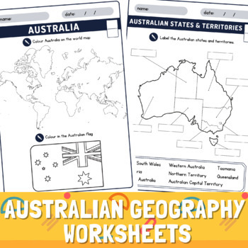 Preview of Australia Geography Printable Worksheets