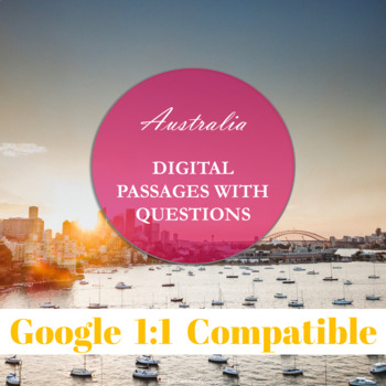 Preview of Australia Geography & History Passages for Google Classroom, Print, More