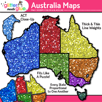 Preview of Australia Map Clipart: Social Studies Geography Clip Art Transparent PNG B&W