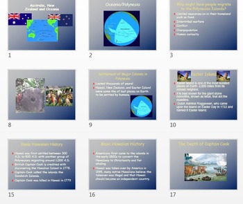 Preview of Australia, New Zealand, Hawaii and Oceania History PowerPoint