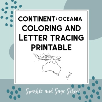 Preview of Australia Oceania Continent Coloring and Letter Tracing Printable Page