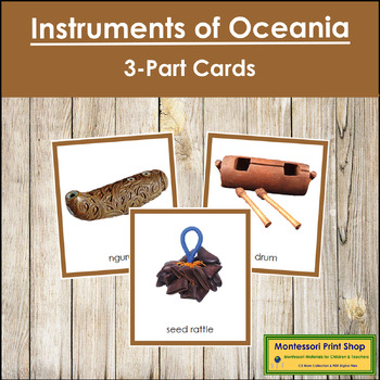 Preview of Musical Instruments of Australia/Oceania 3-Part Cards (color borders)