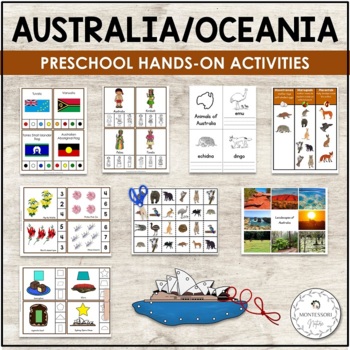Preview of Australia Oceania Preschool Hands On Activities Montessori Inspired
