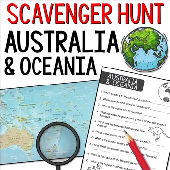 Preview of Australia & Oceania Atlas Scavenger Hunt - Continent & Countries Geography Task