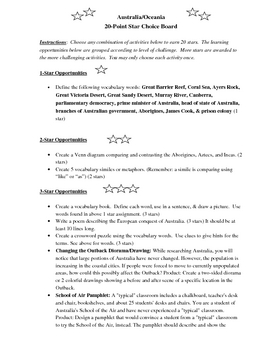 Preview of Australia & Oceania Tiered Assignment/Project