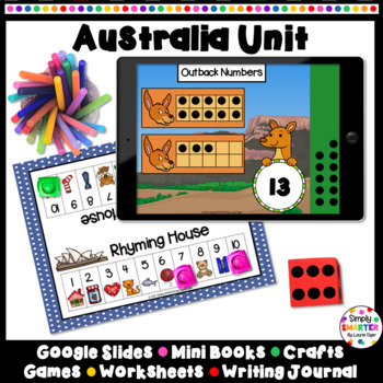 Preview of Australia Print And Digital Kindergarten Math, Literacy, and Social Studies Unit