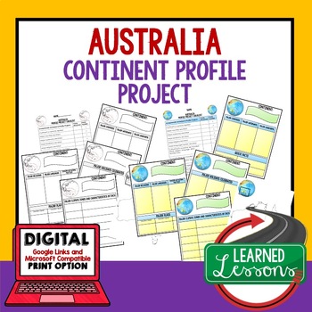 Preview of Australia Project Activity Pages (Paper and Google Drive) World Geography