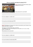 Australia Reasons for Entering WWII - Source Study Worksheet