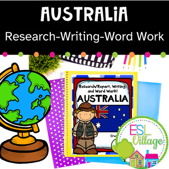 Preview of Australia Research Creative Writing Word Work Activities