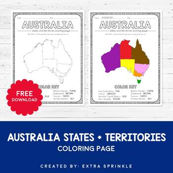 Preview of FREEBIE Australia States and Territories Coloring Page