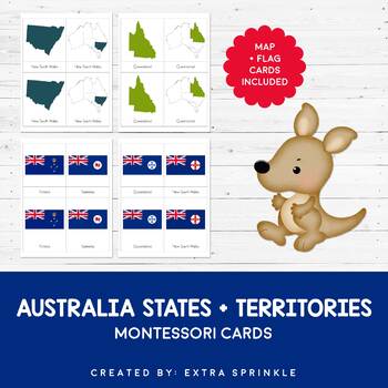 Preview of Australia States and Territories Montessori Cards