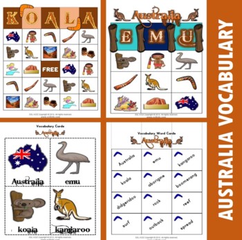 Preview of Australia Themed Vocabulary | Matching Activities