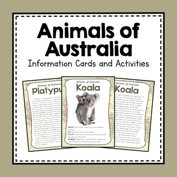 Preview of Australia Unit Study | Animals of Australia | Animal Facts Activity