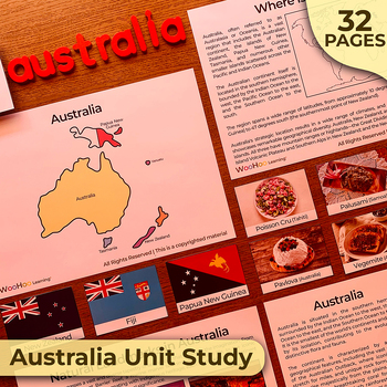 Preview of Australia Unit Study, Australia Activity Bundle, Australia Continent Montessori