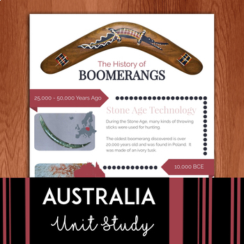 Preview of Australia Unit Study Timeline: History of Boomerangs