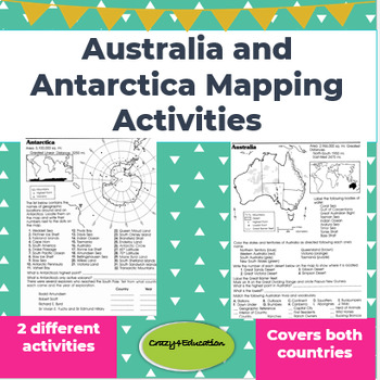 Preview of Australia and Antarctica Mapping Activities and Worksheets
