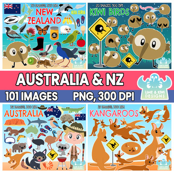 Preview of Australia and New Zealand Clipart Bundle 1 (Lime and Kiwi Designs)